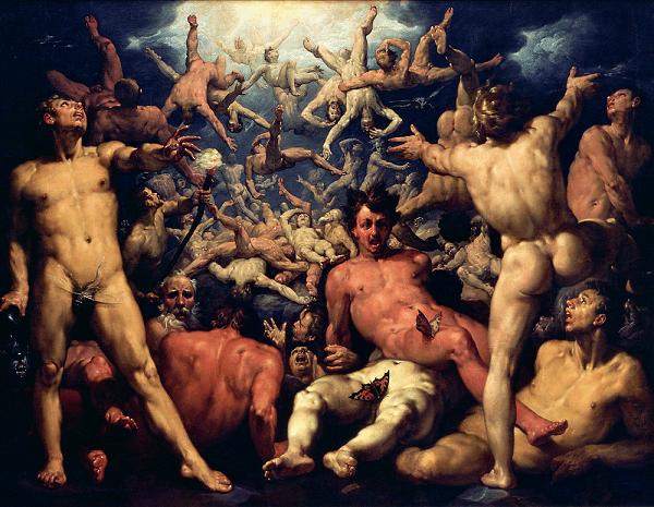 La chute des titans cornelis van haarlem huile sur toile 1588